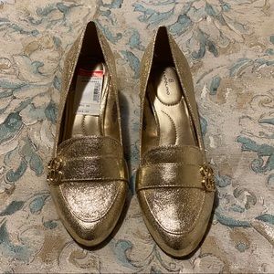 Bandolino gold block heels